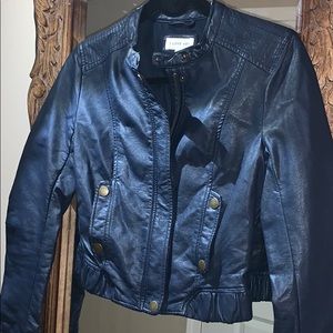 F21- I love h81- faux navy leather jacket